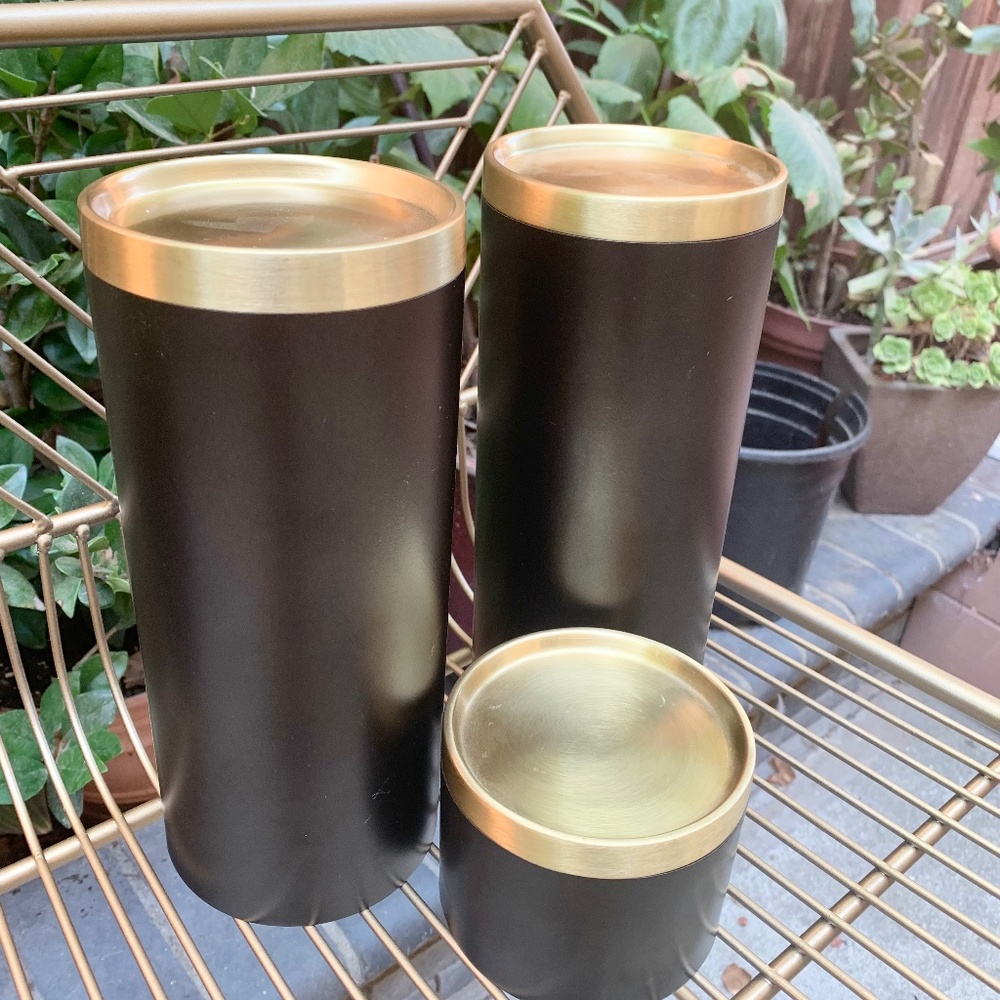 Crate & Barrel Set Of 3 Candle Holders